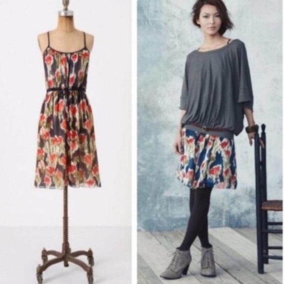 ANTHROPOLOGIE Moulinette Soeurs Pond Reflections Silk Dress Sz. 4 - Picture 2 of 14